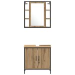 vidaXL Ensemble de meubles de salle de bain en chêne artisanal