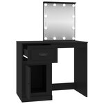 vidaXL Coiffeuse avec LED noir 90x50x132 5 cm bois d'ingénierie
