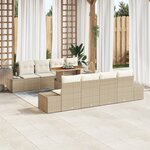 vidaXL Ensemble de Canapé Jardin 7 Pièces avec Coussins Beige Poly Rotin