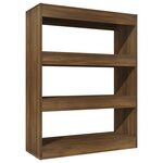 vidaXL Bibliothèque/Séparateur de pièce chêne marron bois d'ingénierie