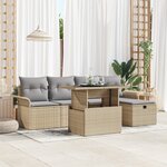 Ensemble de canapé de jardin vidaXL 6 pièces avec coussins rattan beige