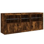 vidaXL Buffet avec lumières LED chêne fumé 162x37x67 cm