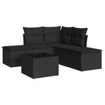 vidaXL Salon de jardin 6 Pièces avec coussins noir résine tressée