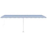 vidaXL Auvent manuel rétractable sur pied 600x350 cm Bleu/Blanc