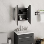 vidaXL Armoire de salle de bain miroir rond et LED Gris 40x40x17 5 cm