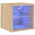vidaXL Meuble TV mural avec lumières LED chêne sonoma 30x28 5x30 cm