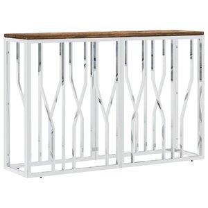 vidaXL Table console acier inoxydable et bois massif de récupération