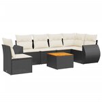 vidaXL Salon de jardin 7 Pièces avec coussins noir résine tressée