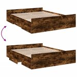 vidaXL Cadre de lit à tiroirs chêne fumé 140x200 cm bois d'ingénierie