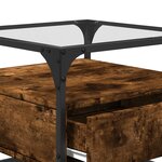 vidaXL Table basse avec dessus en verre chêne fumé 50x50x45 cm acier