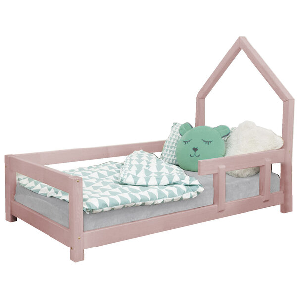 Lit cabane enfant POPPI 120 x 180 rose pastel 1