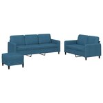 vidaXL Ensemble de canapés 3 Pièces bleu velours
