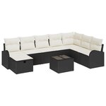vidaXL Ensemble de Canapés de Jardin de 9 pièces avec Coussins Noir Rattan Synthétique