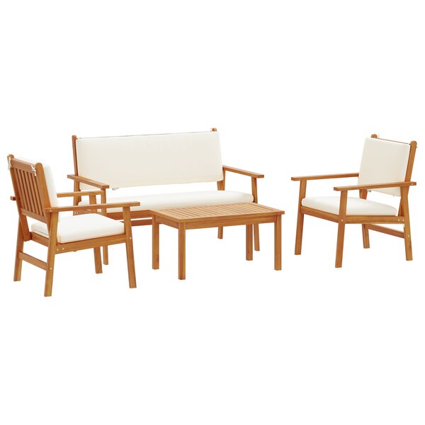 Ensemble de canapé de jardin 4 pièces avec coussins en bois d'acacia