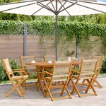 vidaXL Ensemble à manger de jardin 7Pièces beige polypropylène et bois