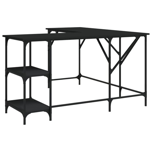 Bureau table poste de travail meuble d'ordinateur informatique étude 139 x 139 x 75 cm bois d'ingénierie noir 02_0023903