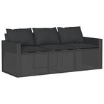 vidaXL Salon de jardin 6 Pièces avec coussins noir résine tressée