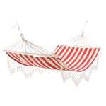 Hamac de voyage portable style hippie chic toile de hamac dim. 2L x 1l m coton polyester rouge crème rayé