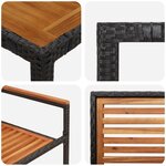 Ensemble de salle à manger jardin vidaXL 5 pièces en poly rotin noir et acacia