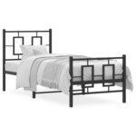 vidaXL Cadre de lit métal sans matelas avec pied de lit noir 80x200 cm