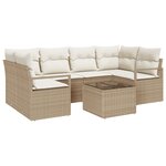 vidaXL Set de canapé de jardin de 7 pièces avec coussins en poly rotin beige