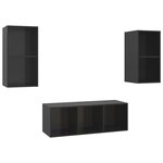vidaXL Ensemble de meubles TV 3 Pièces Noir brillant Bois d'ingénierie