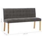 vidaXL Banc 140 cm Gris Velours