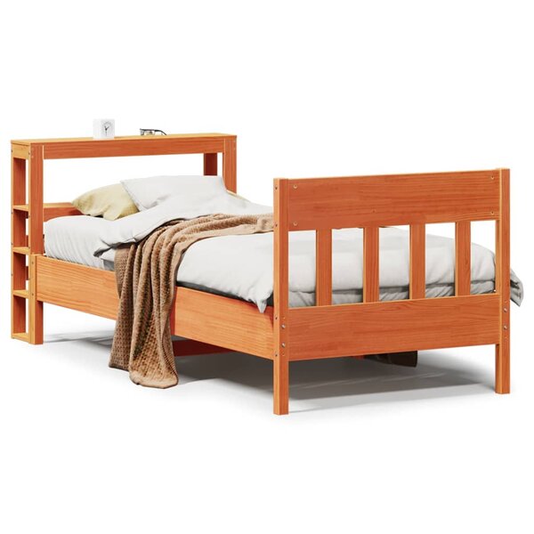 vidaXL Cadre de lit sans matelas cire marron 90x200 cm bois pin massif