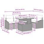 vidaXL Ensemble de canapé de jardin 6 pièces avec coussins gris clair en poly rattan