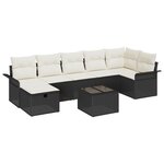 vidaXL Ensemble de Canapé de Jardin 8 Pièces avec Coussins en Rattan Poly Noir
