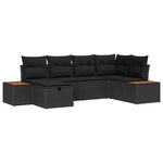 vidaXL Ensemble de canapés de jardin 6 pièces avec coussins noirs en rotin synthétique