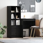 vidaXL Bureau chêne noir avec rangement en bois d'ingénierie