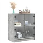 vidaXL Armoire latérale avec portes en verre gris béton 68x37x75 5 cm