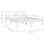 vidaXL Cadre de lit Blanc Bois de pin massif 140x190 cm