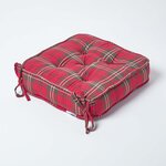 Galette de chaise coussin rehausseur en coton à carreaux écossais Rouge  40 x 40 x 10 cm - HOMESCAPES