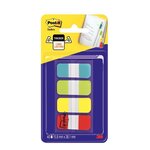 Marque-pages rigides 16 x 38 mm - 4 couleurs assorties (Bleu, Anis, Jaune, Rouge) - 4 x 10 index (paquet 40 unités)