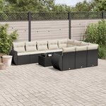 vidaXL Salon de jardin 11 Pièces avec coussins noir résine tressée