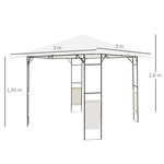 Tonnelle barnum pavillon de jardin dim. 3L x 3l x 2 6H m métal époxy toile polyester haute densité crème