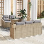 vidaXL Canapé de jardin 6 pièces avec coussins Beige Poly Rattan