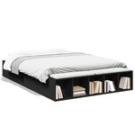vidaXL Cadre de lit sans matelas noir 135x190 cm