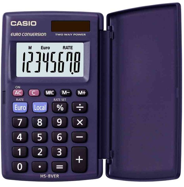 Calculatrice de poche à Clapet HS-8 VER 8 Chiffres BIG solaire et pile CASIO