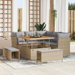 vidaXL Ensemble de canapé de jardin 8 pièces avec coussins beige en rattan poly