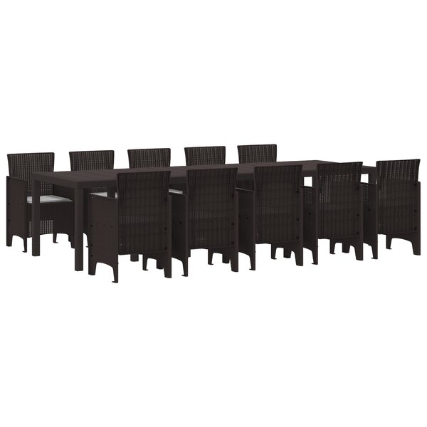 Ensemble de Salle à Manger de Jardin vidaXL 11 Pièces avec Coussins Marron Poly Rattan