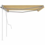 vidaXL Auvent manuel rétractable avec poteaux 4x3 m Jaune et blanc