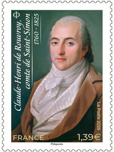 Timbre - Claude-Henri de Rouvroy, comte de Saint-Simon (1760-1825) - Lettre verte