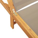 vidaXL Chaise longue et table taupe bois d'acacia solide et textilène