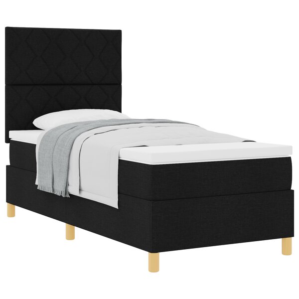 vidaXL Lit à ressorts avec matelas noir 90x200 cm en tissu