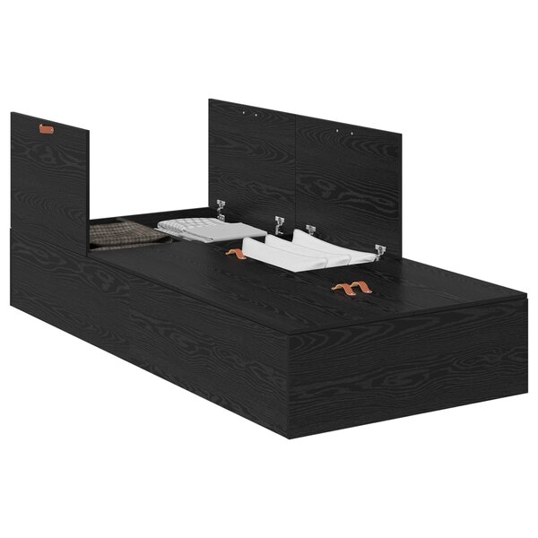 Cadre de lit de rangement vidaXL Chêne noir 100x200 cm