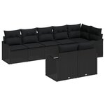 Ensemble de Canapés de Jardin 8 Pièces avec Coussins Noir Poly Rotin