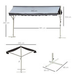 Store double pente manuel rétractable inclinaison réglable métal époxy blanc polyester imperméabilisé anti-UV gris dim. 3 95L x 2 98l x 2 55H m